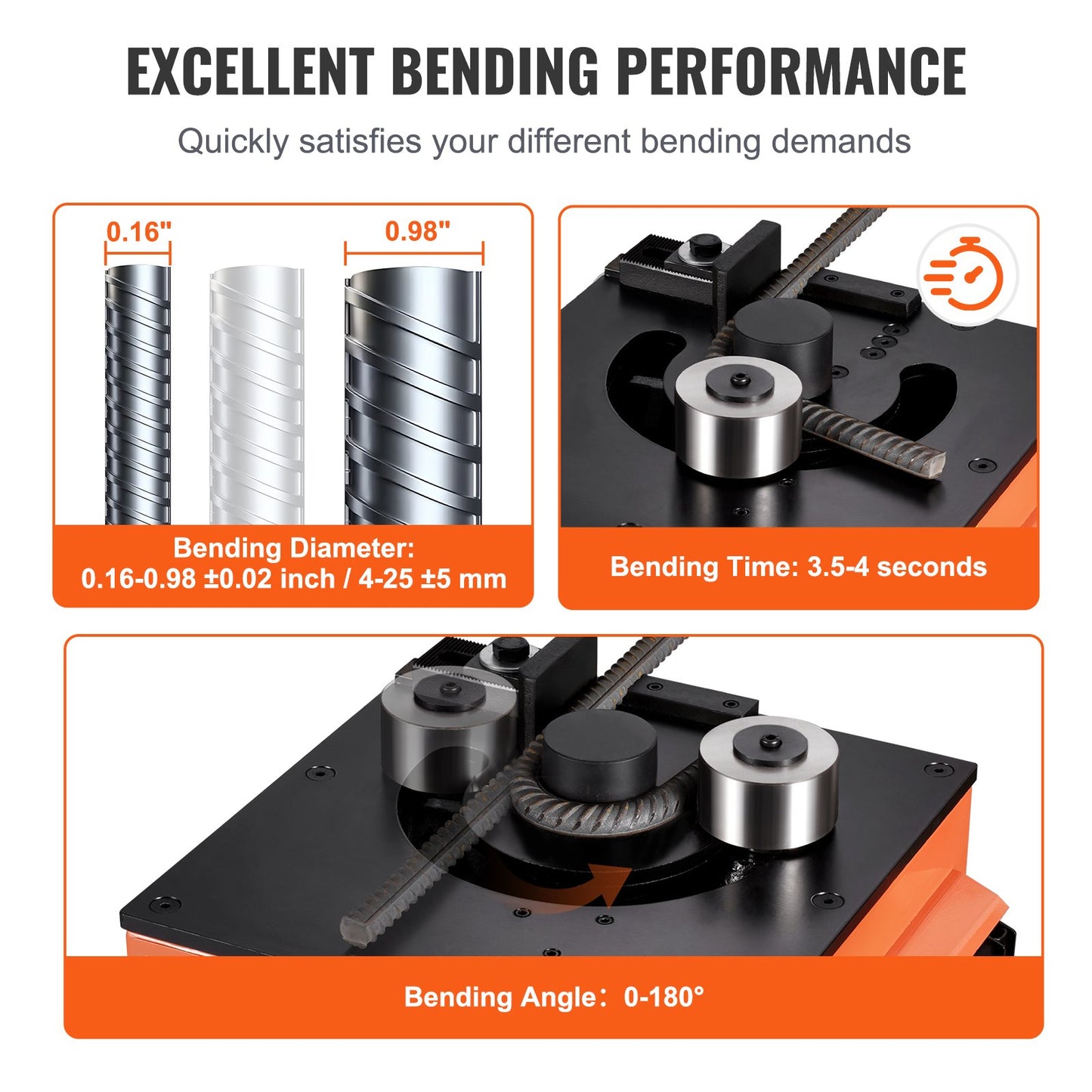 Benchtop Electric Rebar Bender 1700W 3 Angle Up to 1 Inch #8 (4-25 mm)