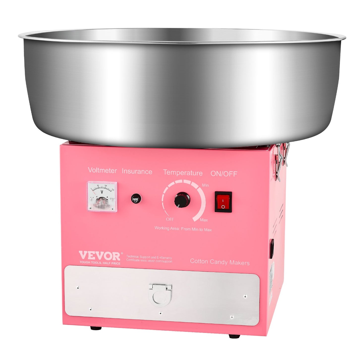 Electric Cotton Candy Machine, 1000W Commercial Candy Floss Maker with 20.5 in Stainless Steel Bowl, Sugar Scoop, and Drawer, Easy Home Use, Perfect for Kids Birthday, Family Party, Pink