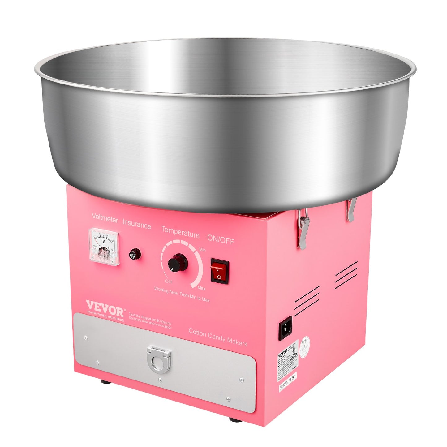 Electric Cotton Candy Machine, 1000W Commercial Candy Floss Maker with 20.5 in Stainless Steel Bowl, Sugar Scoop, and Drawer, Easy Home Use, Perfect for Kids Birthday, Family Party, Pink