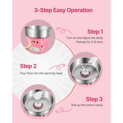 Kommersiell sockervaddsmaskin Sockervaddsmaskin 1000W för fest Rosa |  EU