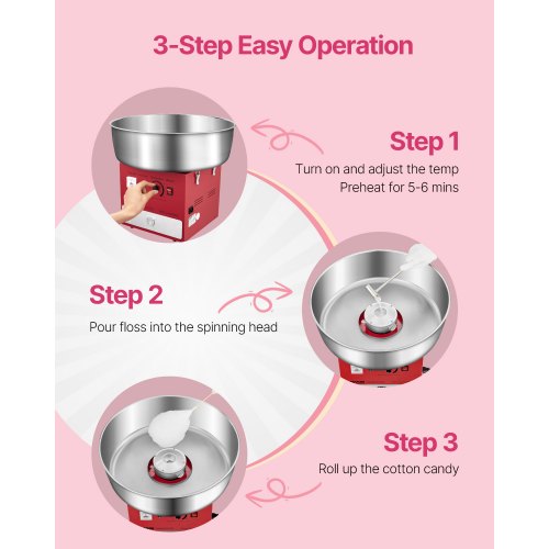 Commercial Cotton Candy Machine Cotton Candy Machine 1000W for Party Red | EU