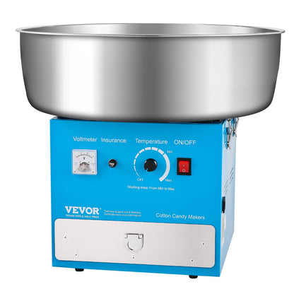 Electric Cotton Candy Machine, 1000W Commercial Candy Floss Maker with 20.5 in Stainless Steel Bowl, Sugar Scoop, and Drawer, Easy Home Use, Perfect for Kids Birthday, Family Party, Blue