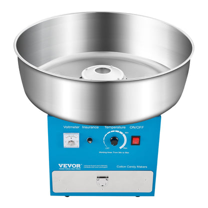 Electric Cotton Candy Machine, 1000W Commercial Candy Floss Maker with 20.5 in Stainless Steel Bowl, Sugar Scoop, and Drawer, Easy Home Use, Perfect for Kids Birthday, Family Party, Blue