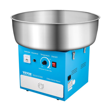 Electric Cotton Candy Machine, 1000W Commercial Candy Floss Maker with 20.5 in Stainless Steel Bowl, Sugar Scoop, and Drawer, Easy Home Use, Perfect for Kids Birthday, Family Party, Blue