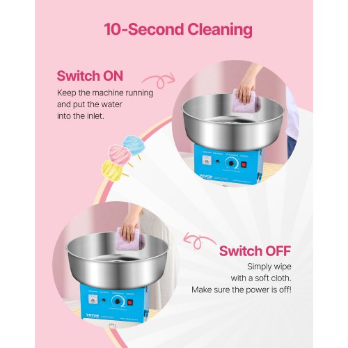 Kommersiell sockervaddsmaskin Sockervaddsmaskin 1000W för Party Blå |  EU