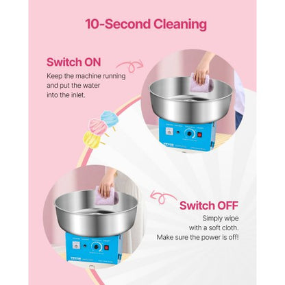 Kommersiell sockervaddsmaskin Sockervaddsmaskin 1000W för Party Blå |  EU