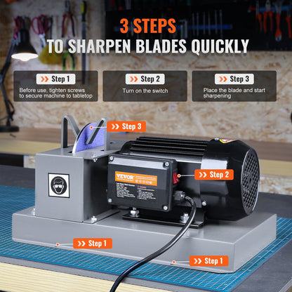 Lawn Mower Blade Sharpener, 2/3HP 500W Lawnmower Blade Grinder with 7-inch Ceramic Grinding Wheel, Powerful Bench Mower Sharpening Machine for High/Low Lift Blades, Gator Blades, Flat Blades