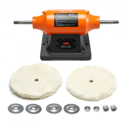 3/4HP Bench Buffer Polisher, 8-inch Bench Polishing Buffing Machine, 3450RPM Single Speed Benchtop Polisher with 2PCS Cloth Wheels & Cast Iron Base for Metal, Jewelry, Wood Polishing