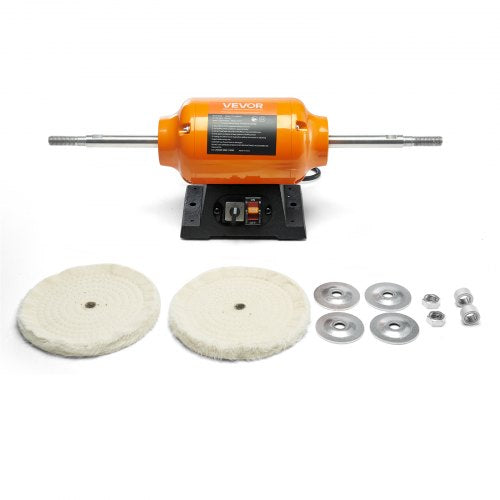 1/2HP Bench Buffer Polisher, 8-inch Bench Polishing Buffing Machine, 1725RPM/3450RPM Dual Speed Benchtop Polisher with 2PCS Cotton Wheels & Cast Iron Base for Metal, Jewelry, Wood Polishing