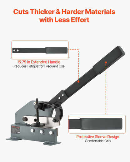 Sheet Metal Shear, 6 in Manual Hand Plate Shear, Heavy Duty Mounting Type Sheet Cutter with Solid Steel Frame, High Precision, Extended Handle for Cutting Steel, Copper, Rebar, and Aluminum