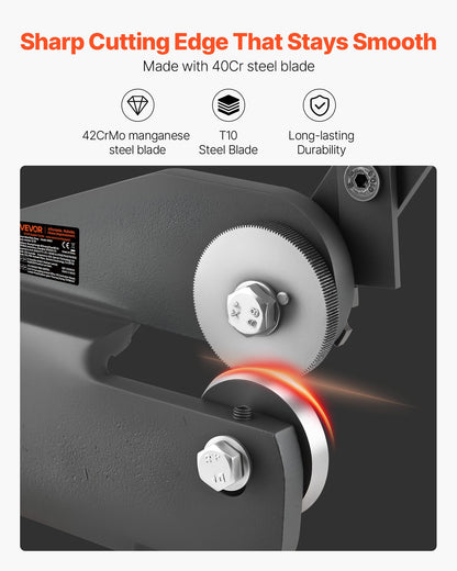 Sheet Metal Shear, Throatless Rotary Hand Shear, 16 Gauge Mild Steel Sheet Cutter with 0.06 in Capacity, with Solid Construction, Mounting Type, for Cutting Steel, Copper, Rebar, and Aluminum