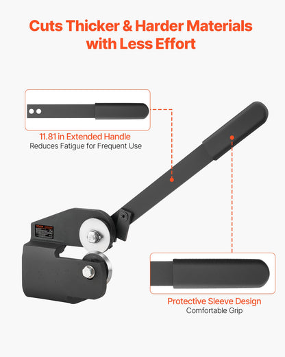 Sheet Metal Shear, Throatless Rotary Hand Shear, 16 Gauge Mild Steel Sheet Cutter with 0.06 in Capacity, with Solid Construction, Mounting Type, for Cutting Steel, Copper, Rebar, and Aluminum