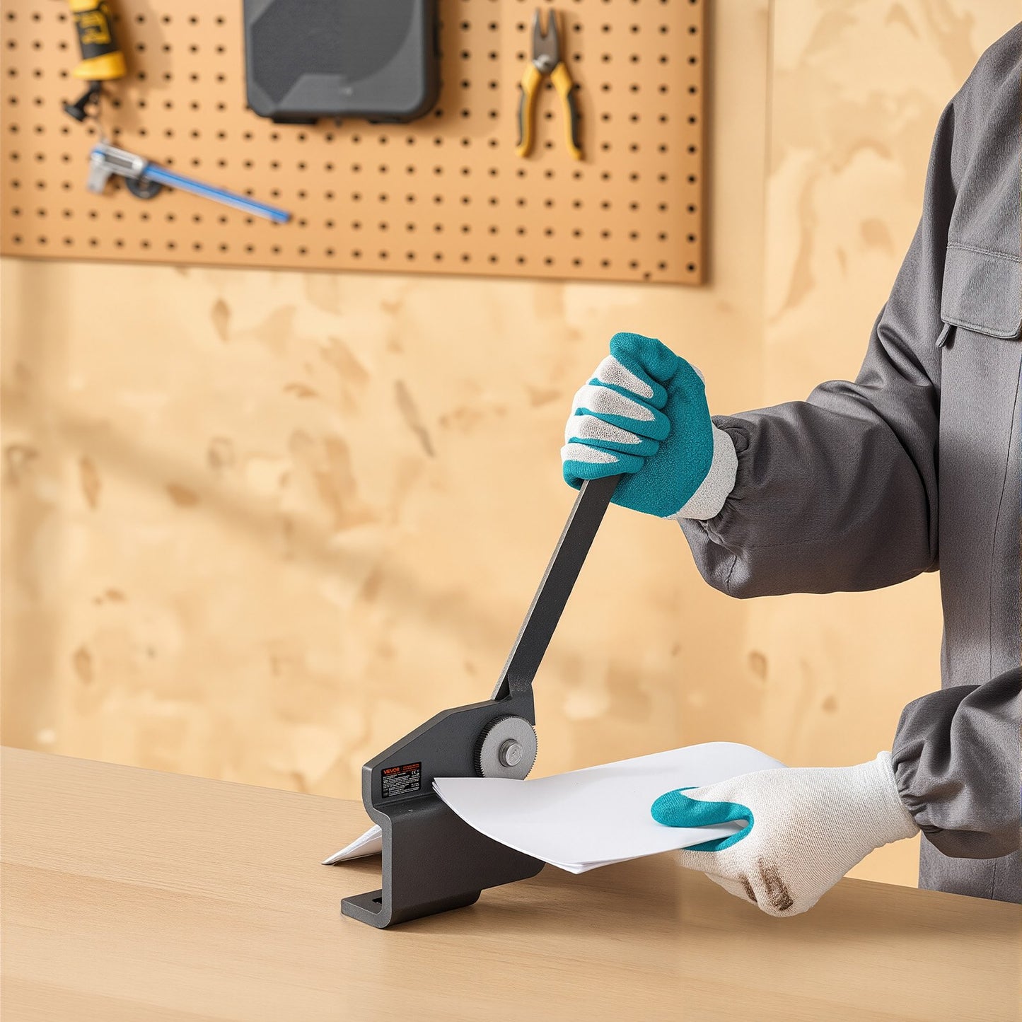 Sheet Metal Shear, Throatless Rotary Hand Shear, 16 Gauge Mild Steel Sheet Cutter with 0.06 in Capacity, with Solid Construction, Mounting Type, for Cutting Steel, Copper, Rebar, and Aluminum