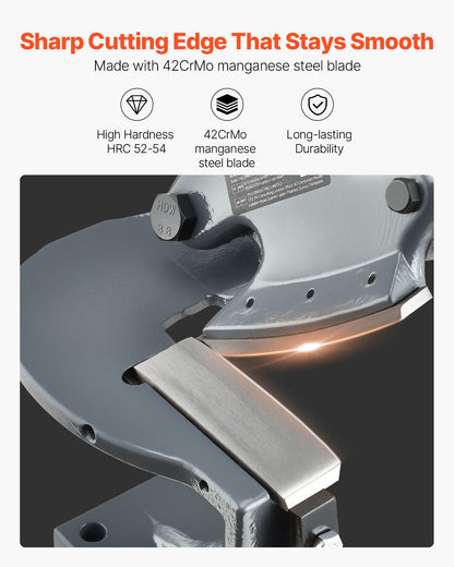 Sheet Metal Shear, Manual Hand Shear, Throatless Benchtop Sheet Cutter for Multiple Purpose, with Solid Steel Frame, Mounting Type, Max Cutting Thickness 0.07 in for Steel Copper Rebar Aluminum