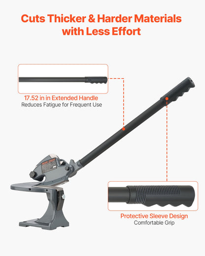 Sheet Metal Shear, Manual Hand Shear, Throatless Benchtop Sheet Cutter for Multiple Purpose, with Solid Steel Frame, Mounting Type, Max Cutting Thickness 0.07 in for Steel Copper Rebar Aluminum