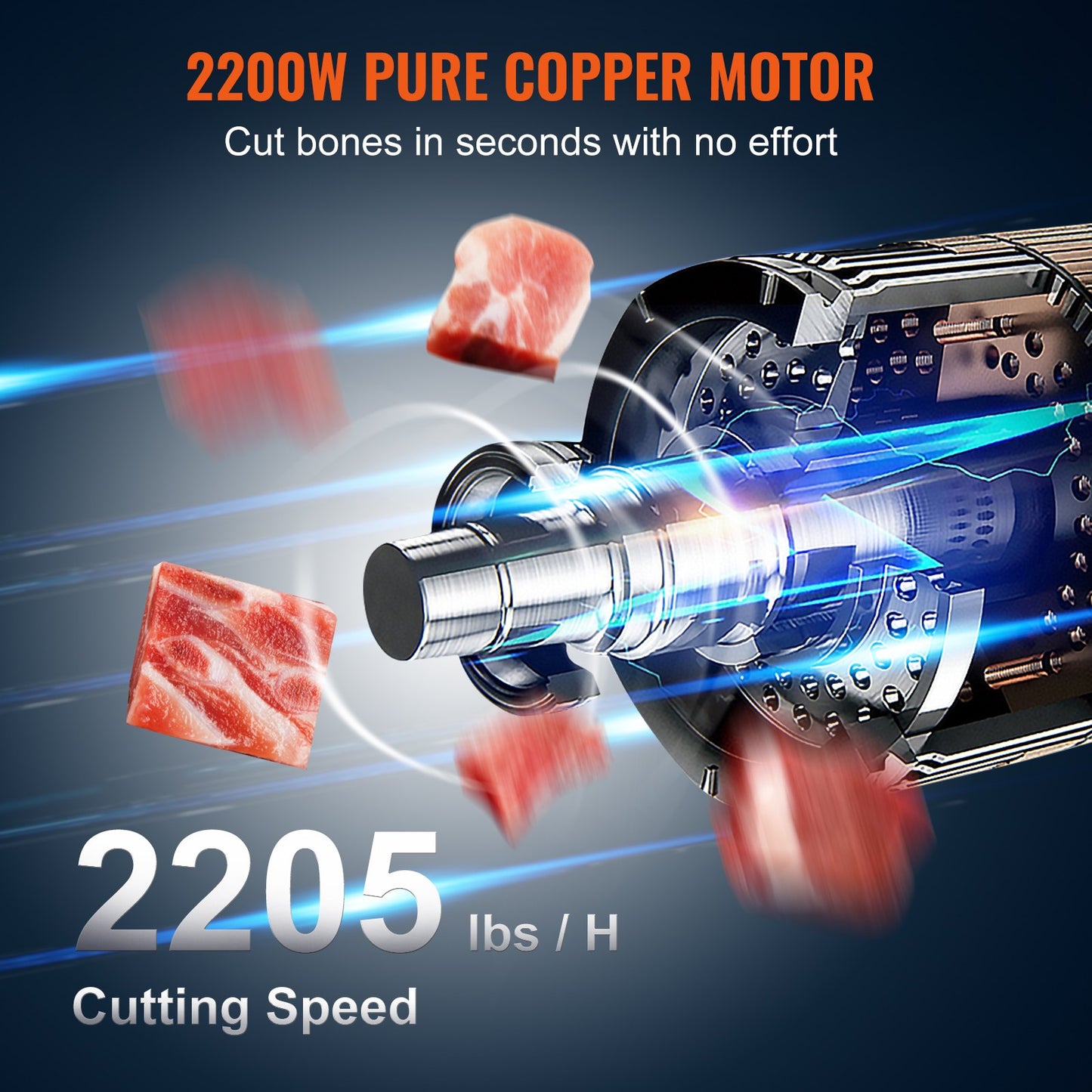 Commercial Electric Meat Bandsaw, 2200W Stainless Steel Countertop Bone Sawing Machine, Workbeach 18.5" x 20.9", 0-7.1 Inch Cutting Thickness, Frozen Meat Cutter with 6 Blades for Rib Pork Beef