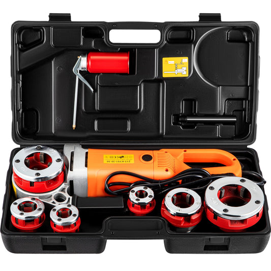 Electric pipe threader, 2300W pipe threading machine, powerful handheld drive, 220V pipe threader, portable pipe threader with 6 punches 1/2"-2