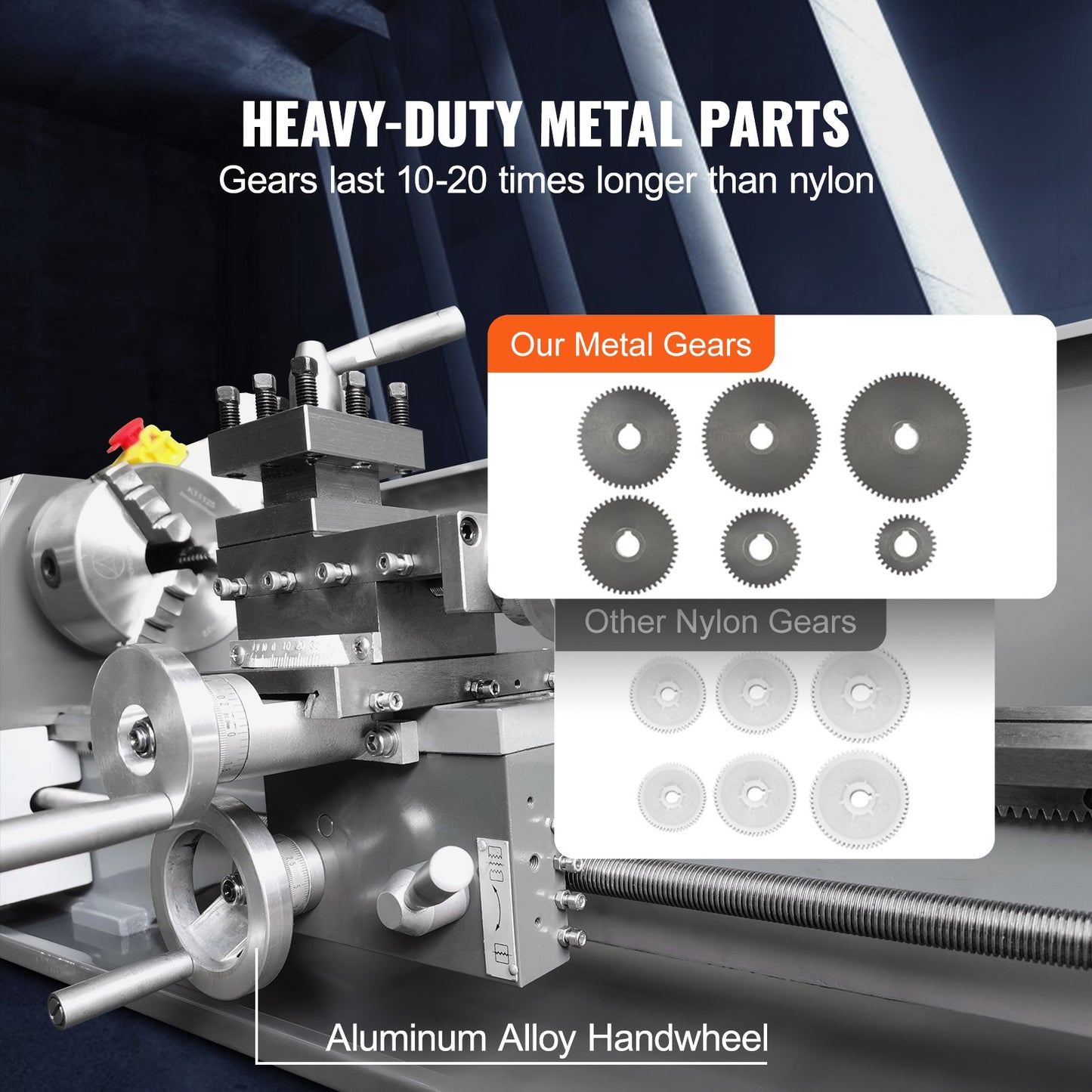 Metal Lathe Machine, 211 mm x 750 mm, Precision Benchtop Power Metal Lathe, 0-2500 RPM Continuously Variable Speed, 750W Brushless Motor Metal Gears, with Tool Box for Processing Precision Parts