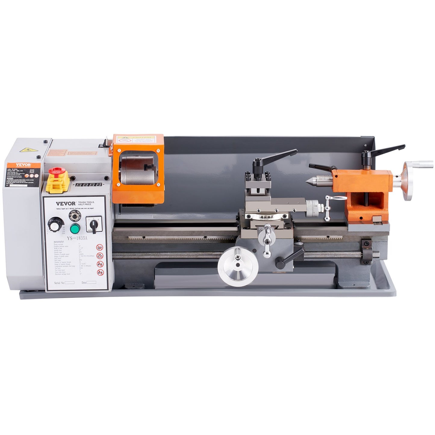 Benchtop Metal Lathe, 7'' x 13.78'', offers precise metalworking with a 0-2200 RPM variable speed, powered by a 500W brush motor and durable metal gears. Includes a tool box for precise part