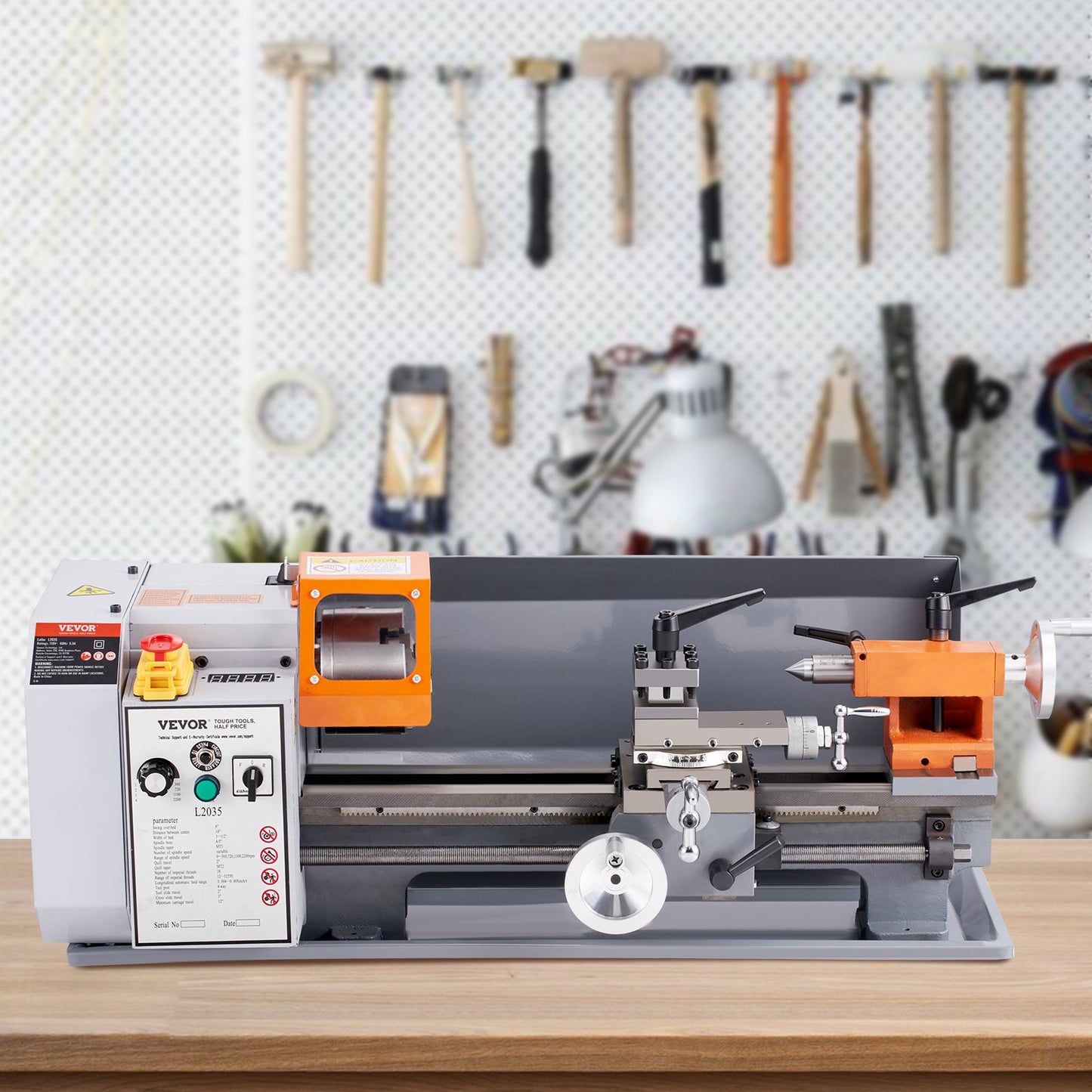 Metal Lathe Machine, 7.87'' x 13.78'', Precision Benchtop Power Metal Lathe,, 50-2500 RPM Continuously Variable Speed, 600W Brush Motor Metal Gears, with Tool Box for Processing Precision Parts