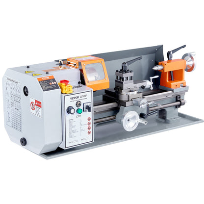 Metal Lathe Machine, 7.87'' x 13.78'', Precision Benchtop Power Metal Lathe,, 50-2500 RPM Continuously Variable Speed, 600W Brush Motor Metal Gears, with Tool Box for Processing Precision Parts