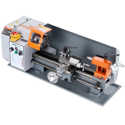 Metal Lathe Machine, 7.87'' x 13.78'', Precision Benchtop Power Metal Lathe,, 50-2500 RPM Continuously Variable Speed, 600W Brush Motor Metal Gears, with Tool Box for Processing Precision Parts