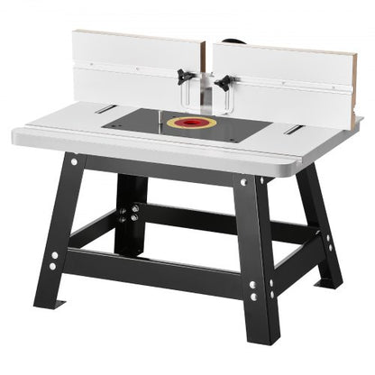 Benchtop Router Table, 24 in x 15.7 in, Bench Top Routing Table with Adjustable Fence, MDF Top, Sturdy Metal Base, 2-1/2 in Dust Collection Port, Compatible with Routes & Various Drill Bits