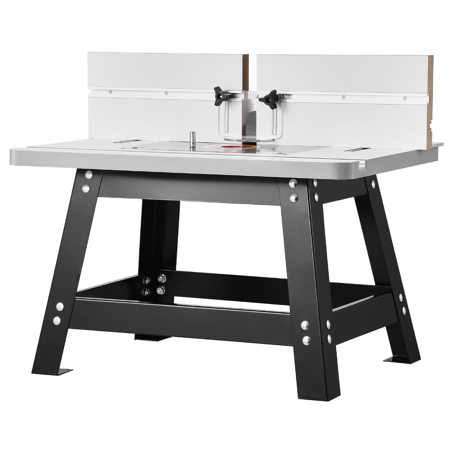 Benchtop Router Table, 24 in x 15.7 in, Bench Top Routing Table with Adjustable Fence, MDF Top, Sturdy Metal Base, 2-1/2 in Dust Collection Port, Compatible with Routes & Various Drill Bits