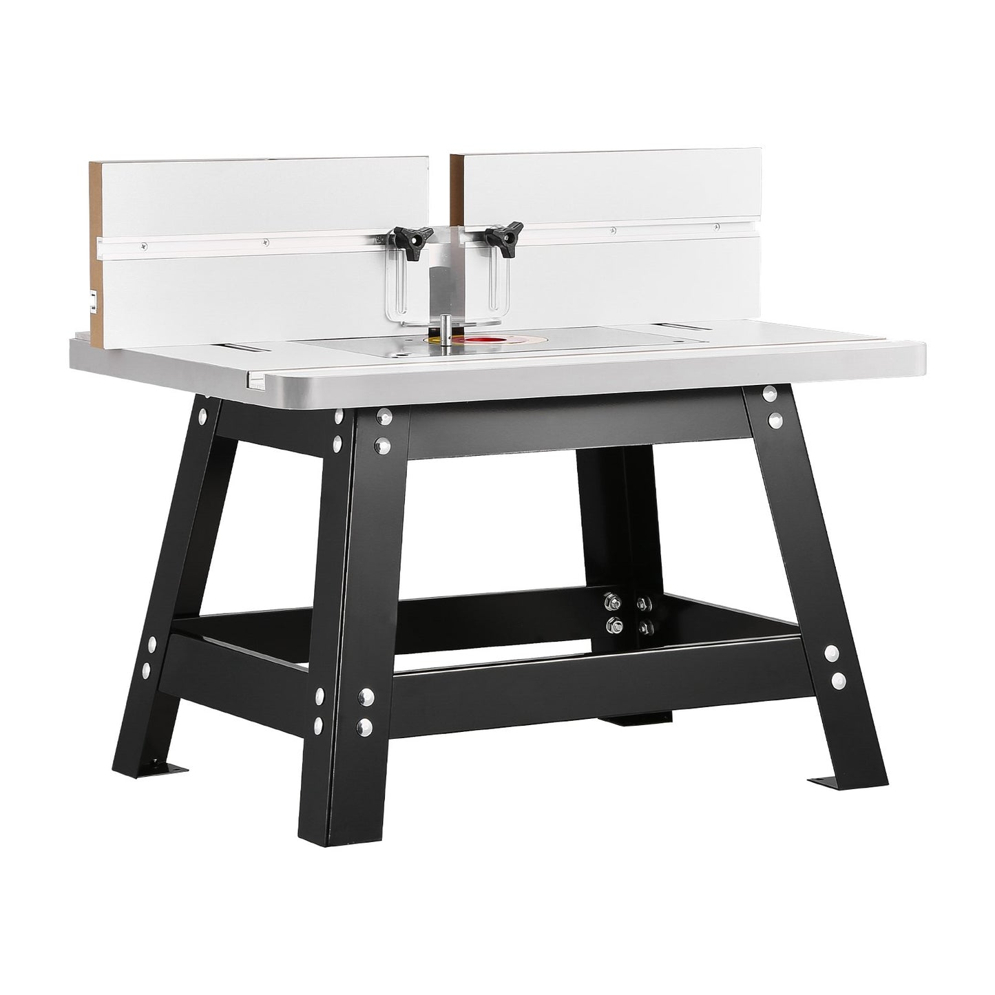 Benchtop Router Table, 24 in x 15.7 in, Bench Top Routing Table with Adjustable Fence, MDF Top, Sturdy Metal Base, 2-1/2 in Dust Collection Port, Compatible with Routes & Various Drill Bits