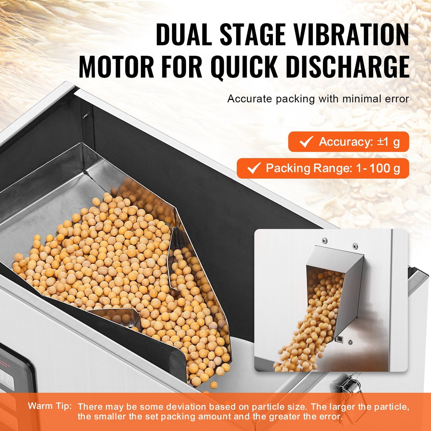 Pulverpåfyllningsmaskin, 0,002-0,22lbs/1-100g, Automatisk Intelligent Partikelvägningsmaskin, Flaskpåse Pulverfyllningspartikeldispenser för tefrön Kornpulver Mjölbönor Glitter