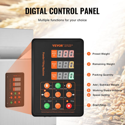 Pulverpåfyllningsmaskin, 0,002-0,22lbs/1-100g, Automatisk Intelligent Partikelvägningsmaskin, Flaskpåse Pulverfyllningspartikeldispenser för tefrön Kornpulver Mjölbönor Glitter