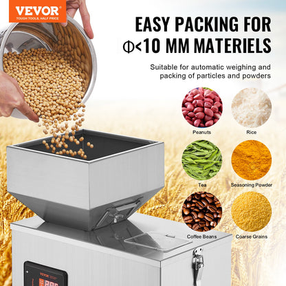 Powder Filling Machine, 0.002-0.44lbs/1-200g, Automatic Intelligent Particle Weighing Filling Machine, Bottle Bag Powder Filler Particle Dispenser for Tea Seeds Grains Powder Flour Beans Glitter