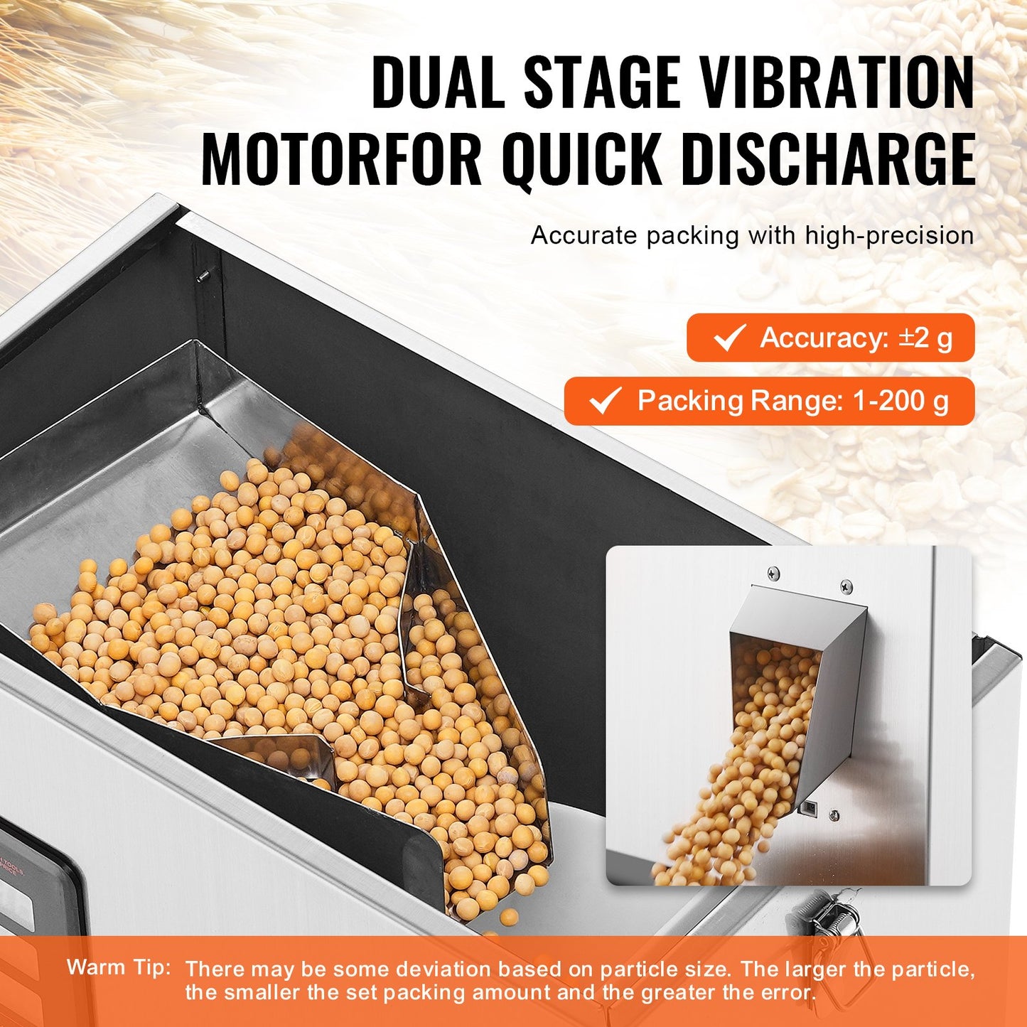 Powder Filling Machine, 0.002-0.44lbs/1-200g, Automatic Intelligent Particle Weighing Filling Machine, Bottle Bag Powder Filler Particle Dispenser for Tea Seeds Grains Powder Flour Beans Glitter