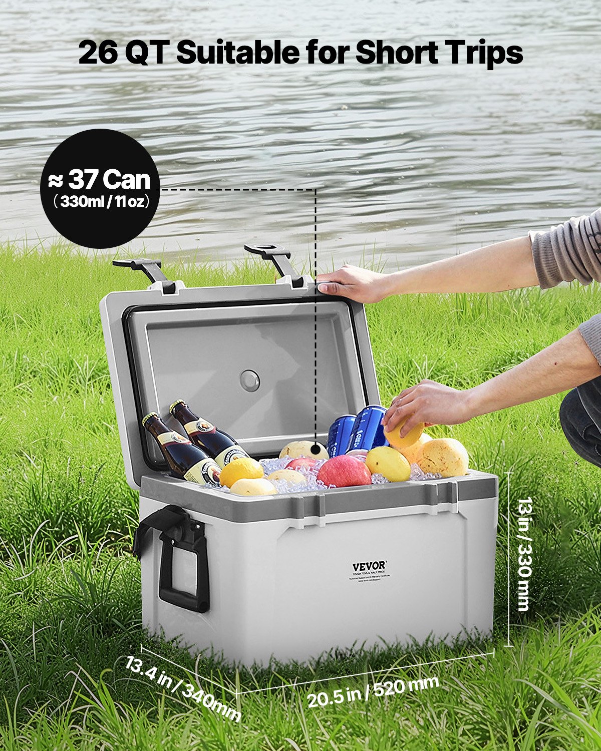 Portable Cooler 26 QT Insulated Cooler 38 Can Capacity with Handle Strap