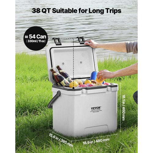 Portable Cooler 38 QT Insulated Cooler 54 Can Capacity with Cup Holder | EU