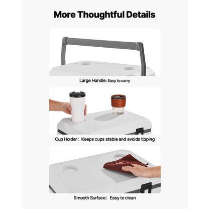 Portable Cooler 38 QT Insulated Cooler 54 Can Capacity with Cup Holder | EU