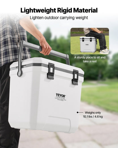 Portable Cooler, 38 QT Hard Cooler with Ice Retention, Heavy-Duty Handles and Cup Holder, Lightweight Rigid Material Insulated Portable Cooler, Suitable for Family Picnics and Long Trips