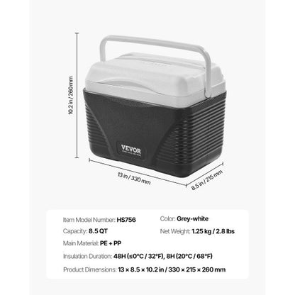 Portable Cooler 8.5 QT Insulated Cooler 12 Cans Capacity with Handle | EU