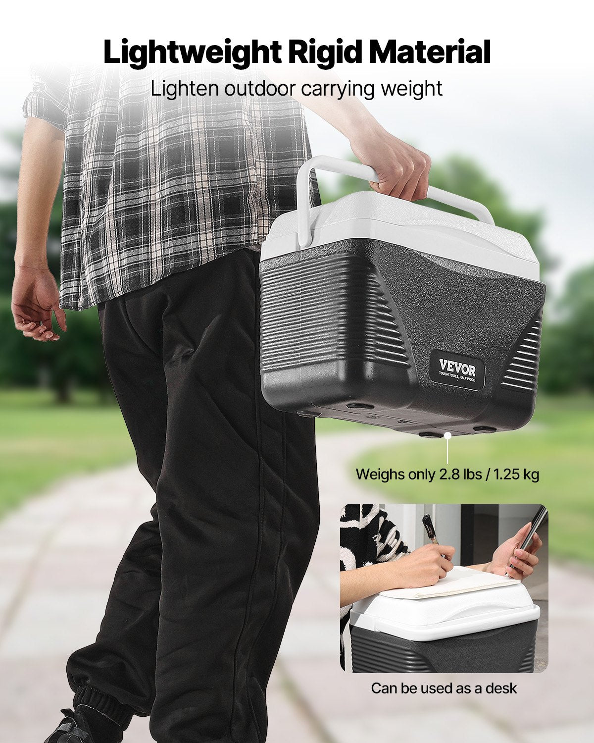 Portable Cooler, 8.5 QT Hard Cooler with Ice Retention and Heavy-Duty Handles, Lightweight Rigid Material Insulated Portable Cooler, Suitable for Family Picnics and Short Trips