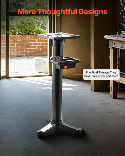 Bench Grinder Stand, Heavy-Duty Bench Grinder and Vise Floor Pedestal with 10.6" x 10.6" Mounting Plate, Pre-Cut Mounting Slots & Water Pot, Compatible with Most Bench Grinders