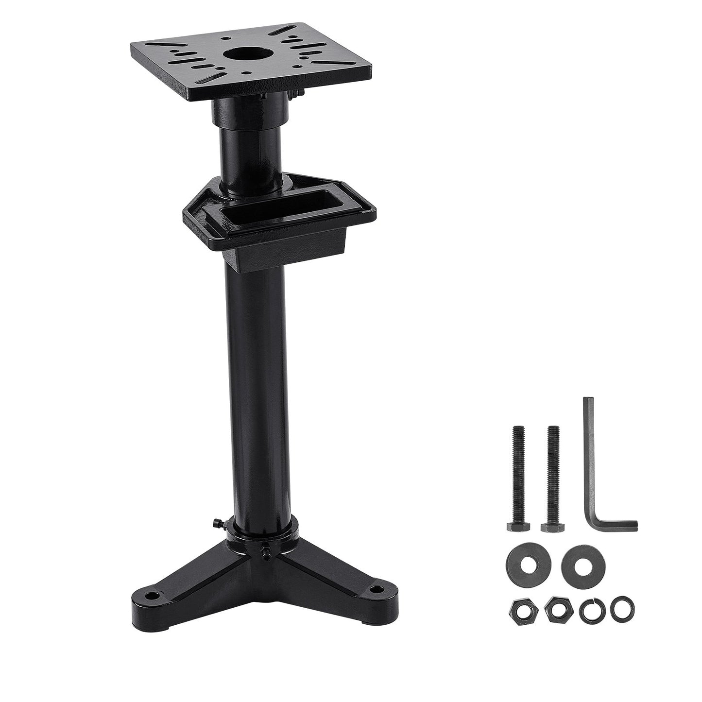 Bench Grinder Stand, Heavy-Duty Bench Grinder and Vise Floor Pedestal with 10.6" x 10.6" Mounting Plate, Pre-Cut Mounting Slots & Water Pot, Compatible with Most Bench Grinders
