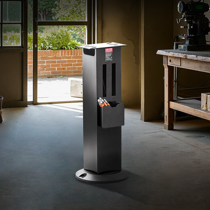 Bench Grinder Stand, Heavy-Duty Bench Grinder and Vise Floor Pedestal with 11" x 6.7" Mounting Plate, Grinding Wheel Storage Compartments & Cast Iron Base, Compatible with Most Bench Grinders