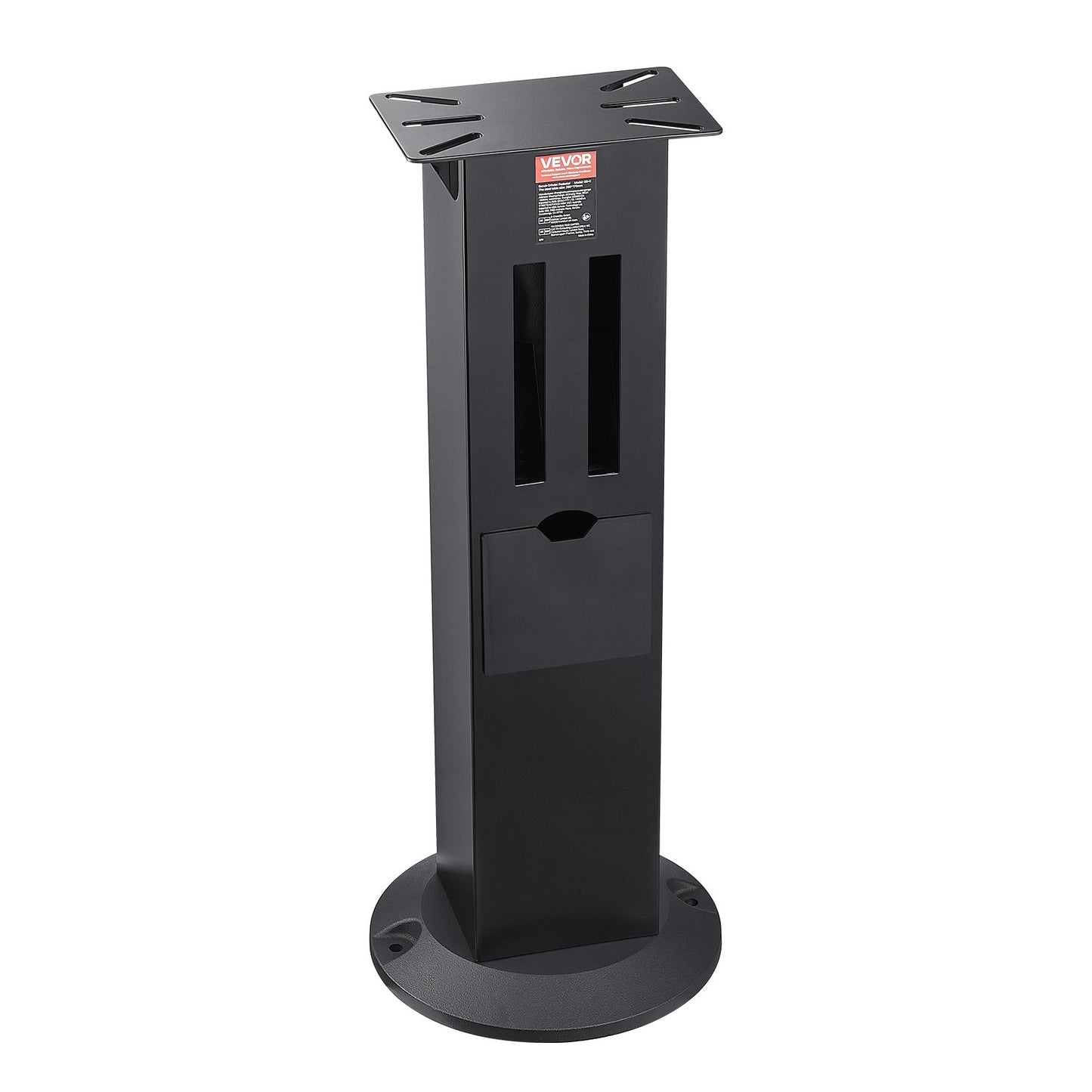 Bench Grinder Stand, Heavy-Duty Bench Grinder and Vise Floor Pedestal with 11" x 6.7" Mounting Plate, Grinding Wheel Storage Compartments & Cast Iron Base, Compatible with Most Bench Grinders