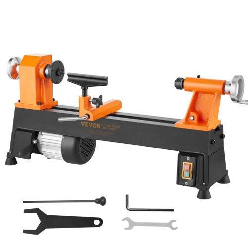 Tabletop Wood Lathe, Dimensions 10x18 inches, Motor Strength 0.5 HP 370W, Offers Wood Crafting with 5 Adjustable Speeds ranging from 780 to 3840 RPM, Includes Rod Injection, Wrenches, Facepla
