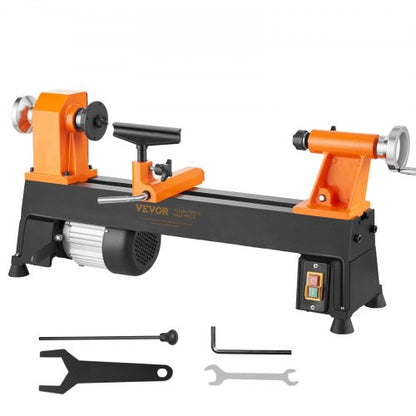 Tabletop Wood Lathe, Dimensions 10x18 inches, Motor Strength 0.5 HP 370W, Offers Wood Crafting with 5 Adjustable Speeds ranging from 780 to 3840 RPM, Includes Rod Injection, Wrenches, Facepla