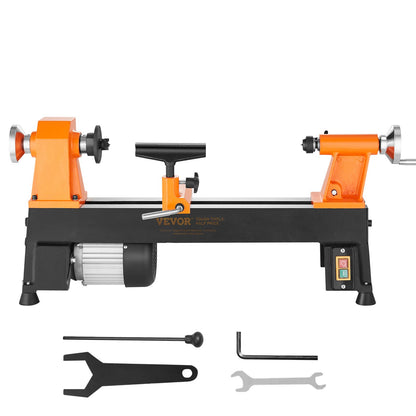 Tabletop Wood Lathe, Dimensions 10x18 inches, Motor Strength 0.5 HP 370W, Offers Wood Crafting with 5 Adjustable Speeds ranging from 780 to 3840 RPM, Includes Rod Injection, Wrenches, Facepla