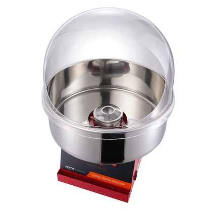 Electric Cotton Candy Machine, 1000W Candy Floss Maker, Commercial Cotton Candy Machine with Lid, Stainless Steel Bowl and Sugar Scoop, Perfect for Home Children's Birthday, Family Party (Red)