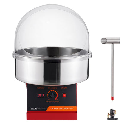 Electric Cotton Candy Machine, 1000W Candy Floss Maker, Commercial Cotton Candy Machine with Lid, Stainless Steel Bowl and Sugar Scoop, Perfect for Home Children's Birthday, Family Party (Red)