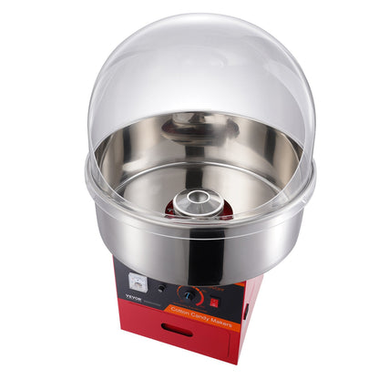 Electric Cotton Candy Maker, 1000W Candy Machine, Commercial Cotton Candy Maker with Lid, Stainless Steel Bowl, Sugar Scoop, Box, Perfect for Home Children's Birthday, Family Party, Red
