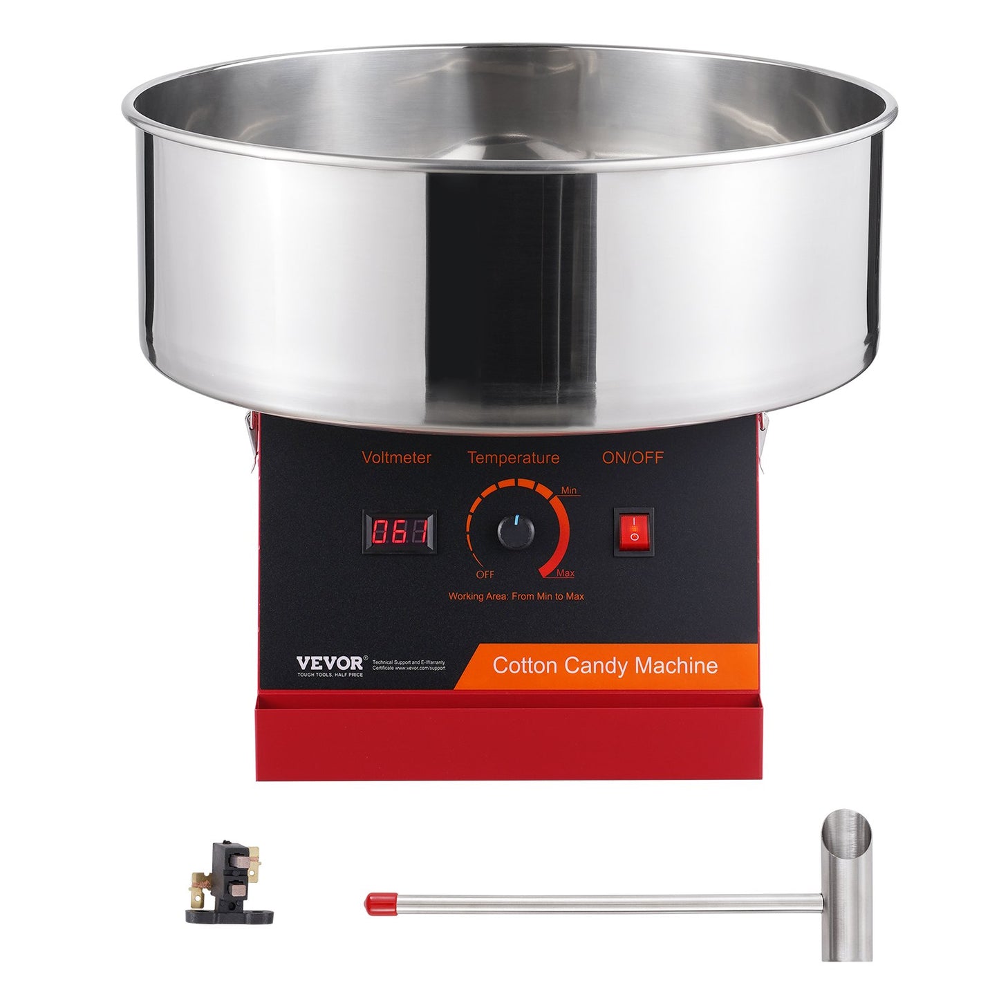 Electric Cotton Candy Machine, 1000W Candy Floss Maker, Commercial Cotton Candy Machine with Stainless Steel Bowl and Sugar Scoop, Perfect for Home Children's Birthday, Family Party (Red)